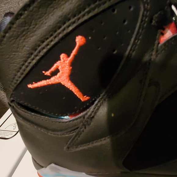 Jordan 7 Black and Multicolor Sneakers - Picture 2 of 6